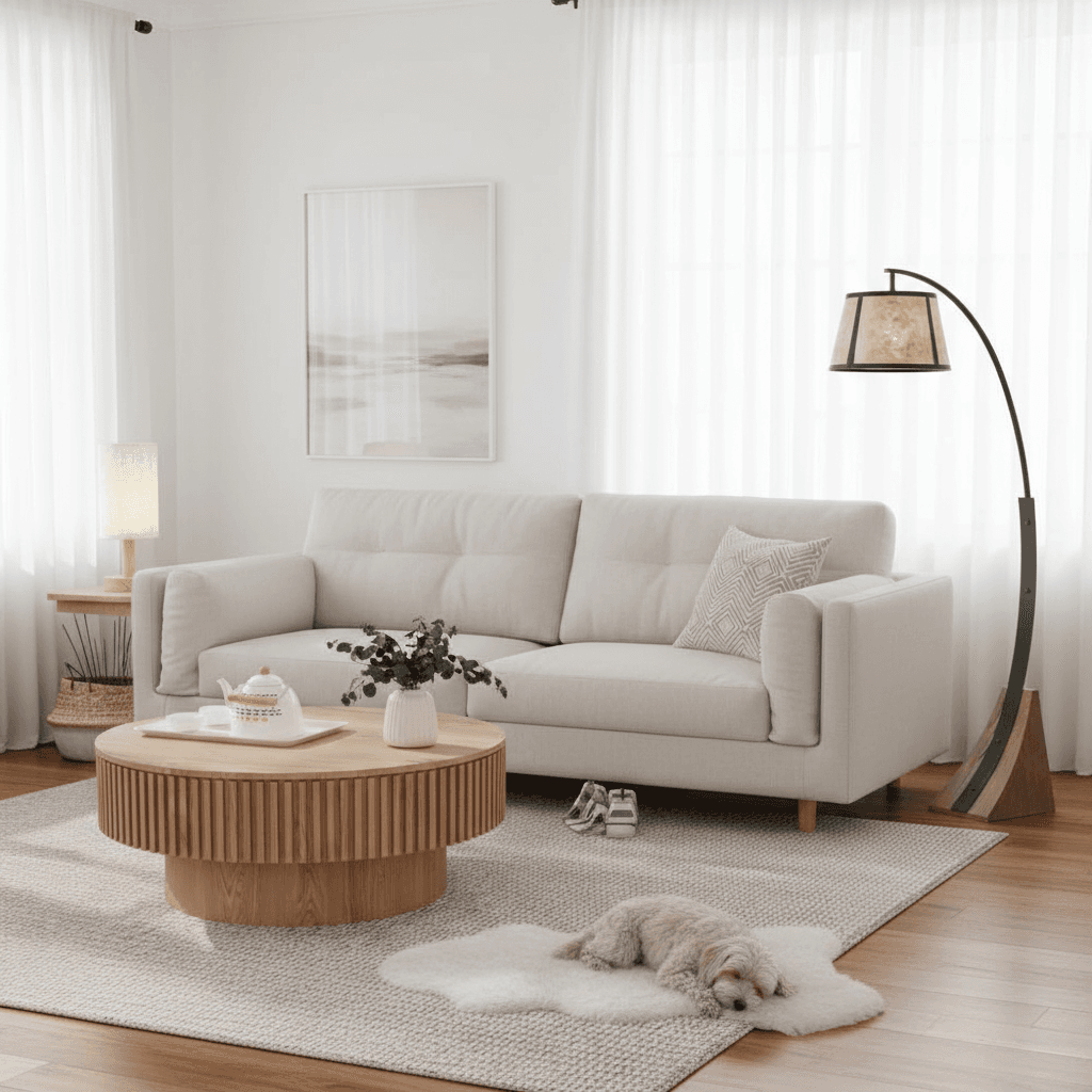 Nordic Serenity: Light Wood Scandinavian Living Room