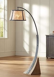 Franklin Iron Works Arched Floor Lamp Dark Grey Oak Base