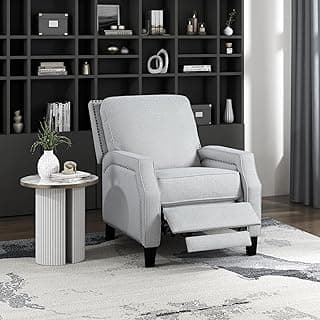 Lexicon Push Back Recliner Chair, Modern Gray Chenille Fabric