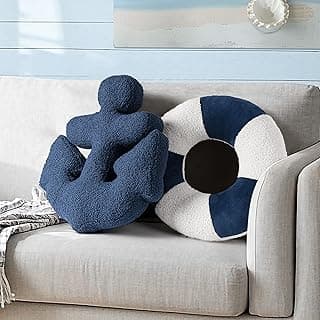 AELS Nautical Anchor & Lifebuoy Throw Pillows Set of 2