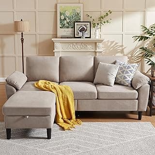 80" Convertible Sectional Sofa in Beige